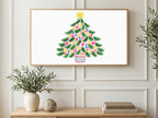 Potted Ornament Tree art on a TV in a living room