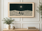 Wise Men Under Star art on a TV in a living room