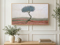 Mosaic Tree Red Hills art on a TV in a living room