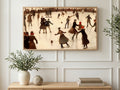 Red Hat Skaters art on a TV in a living room