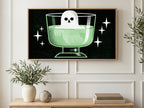 Potion Glass Ghost art on a TV in a living room