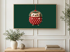 Knit Hedgehog Ornament art on a TV in a living room