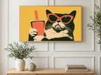 Boba Cat in Shades art on a TV in a living room