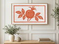 Pomegranate Stamp art on a TV in a living room