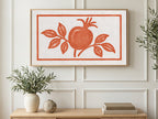 Pomegranate Stamp art on a TV in a living room