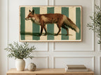 Red Fox on Stripes art on a TV in a living room