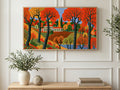 Folk Autumn Farmhouse art on a TV in a living room