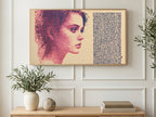 Magenta Dot Profile art on a TV in a living room