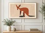 Clay Red Wallaby art on a TV in a living room