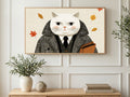 Tweed Coat Gentleman Cat art on a TV in a living room