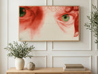 Red Pencil Gaze art on a TV in a living room