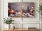 Lamplit Sleigh Street art on a TV in a living room