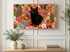 Cactus Garden Black Cat art on a TV in a living room