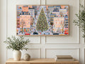 Giant Tree City Street art on a TV in a living room