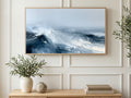 Misty Stormy Sea art on a TV in a living room