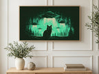 Black Cat Alien Boss art on a TV in a living room
