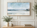 Pale Winter Horizon art on a TV in a living room