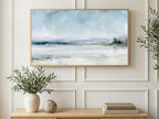 Pale Winter Horizon art on a TV in a living room