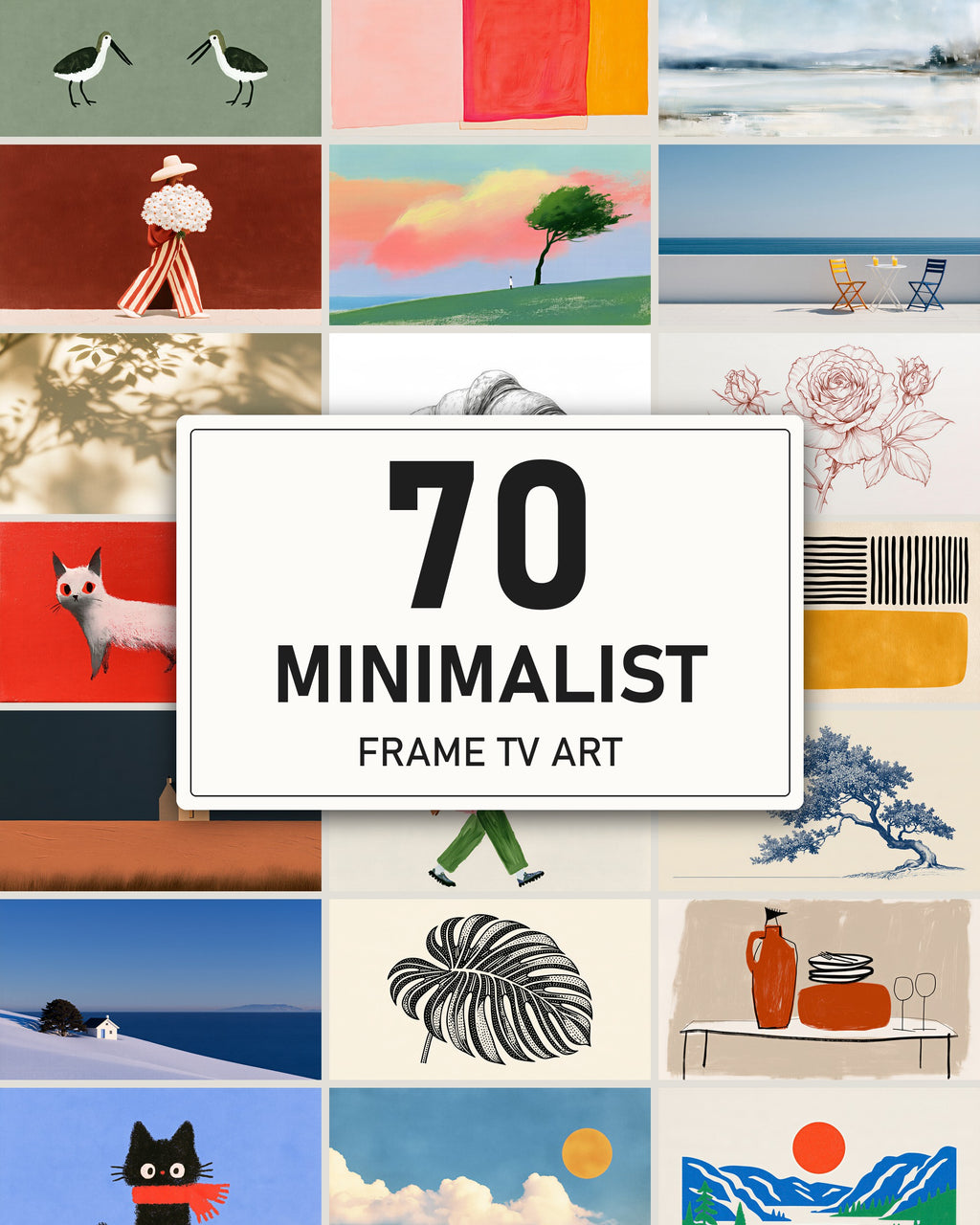 Minimalist Bundle of 70: every artwork of the bundle in a grid