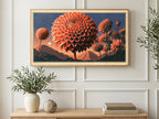 Giant Dahlia at Dusk art on a TV in a living room