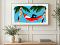 Hammock Under Palms art on a TV in a living room