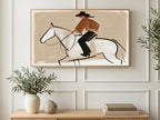 Sketchy Cowboy Rider art on a TV in a living room