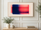 Layered Color Field art on a TV in a living room