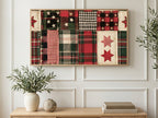 Plaid Patchwork Quilt art on a TV in a living room
